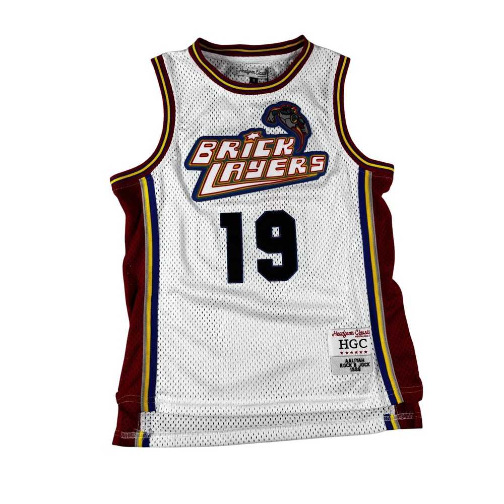Headgear Classics Aaliyah Rock N Jock 1996 Brick Layers Youth Jersey White M